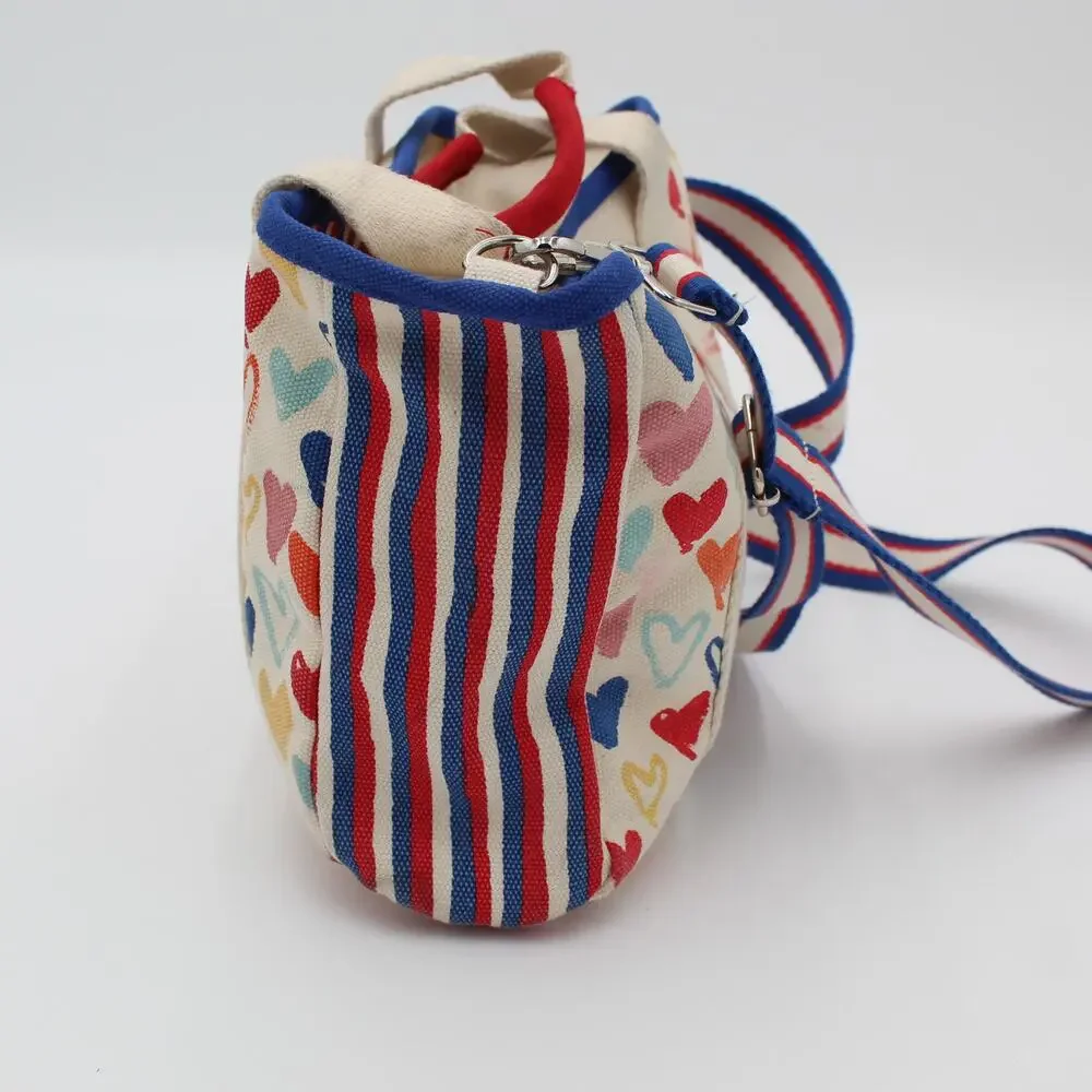 Brighton Red White and You Mini Tote Canvas Crossbody Bag Love Hearts Patriotic